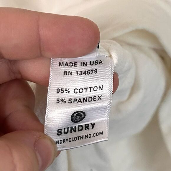 Anthropologie Sundry White Boat Neck Ruched Shirt Dress Size Medium - Picture 6 of 8